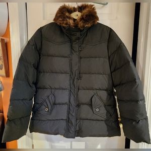 Lauren Ralph Lauren Down Puffer Parka with Faux Fur Trim in Blk